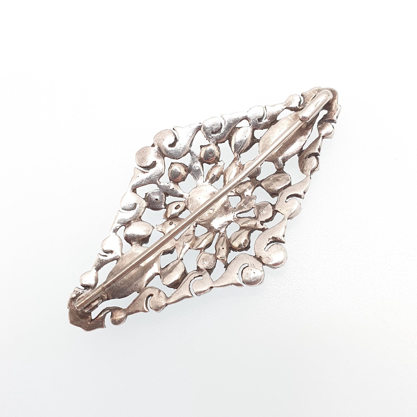 Antique Victorian Solid Silver Diamond Paste Brooch Georgian Style Cluster Foiled Diamond Pastes Oval Cut Vintage Womens Jewelry Jewellery