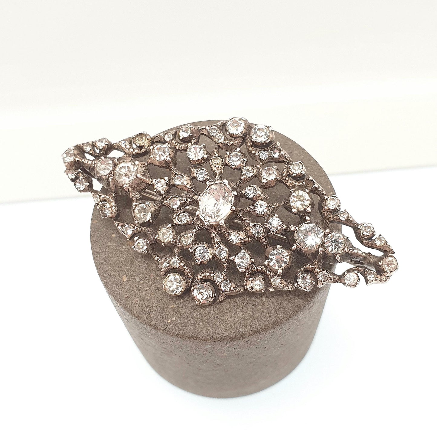 Antique Victorian Solid Silver Diamond Paste Brooch Georgian Style Cluster Foiled Diamond Pastes Oval Cut Vintage Womens Jewelry Jewellery