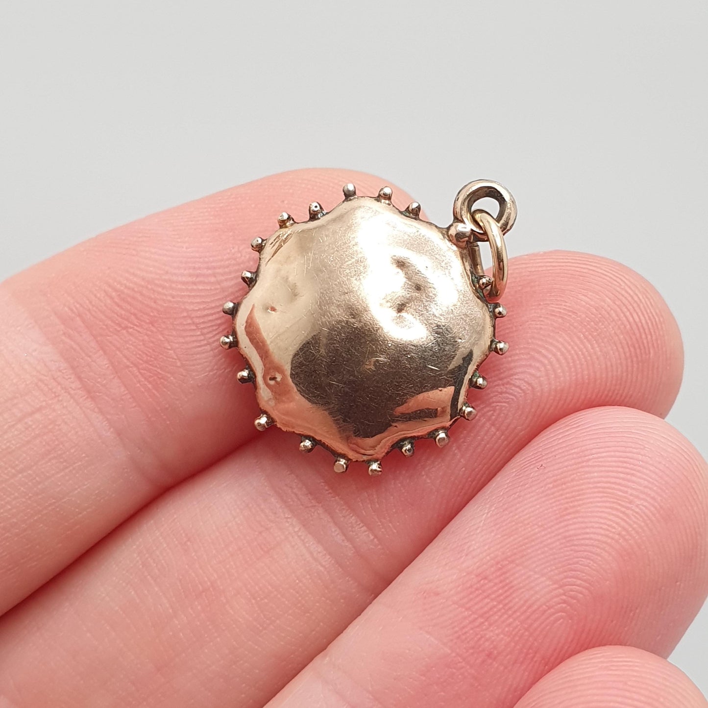 Antique Victorian 9ct 375 Gold Pendant Etruscan Necklace Dome Beaded Fine Estate Hanging Solid 9k 9kt Vintage 1800s Jewelry Jewellery