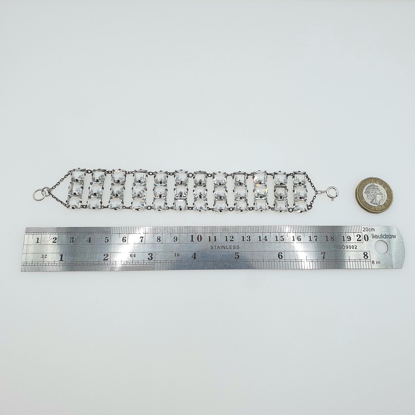 Antique Art Deco Diamond Paste Square Cut Bracelet Base Metal Flapper Crystal Womens Jewelry Jewellery