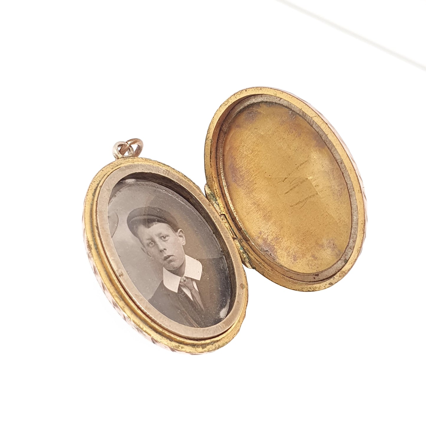 Antique 9ct Rose Gold Locket Large Oval Solid 9k 375 Engraved Victorian Cute Pendant Flower Back & Front Necklace Jewelry Womens Jewellery