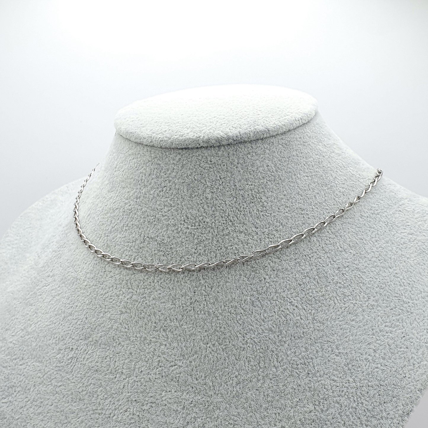 Vintage Sterling Silver Elongated Curb Link Chain Necklace Solid 925 4.11g 42m 16.5" Unisex Mens Womens Ladies Jewelry Jewellery