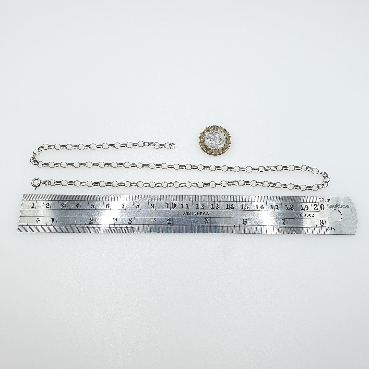 Vintage Sterling Silver Large Rolo Link Chain Necklace 53cm 20.8" 9.95g Unisex Mens Womens Ladies Jewelry Jewellery