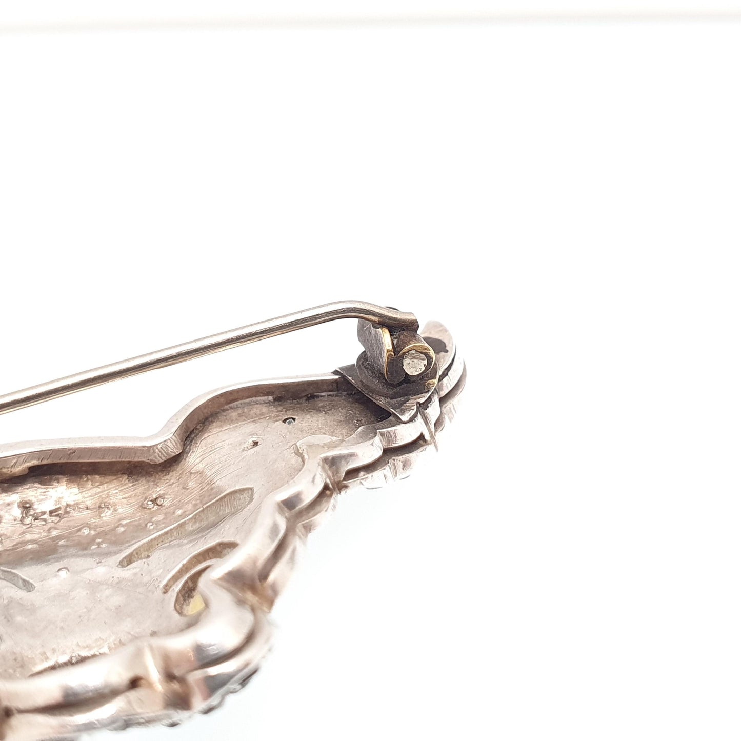 Antique Solid Silver Dog Brooch Diamond Paste Bulldog Art Deco Genuine Vintage Pet  Mens Jewelry