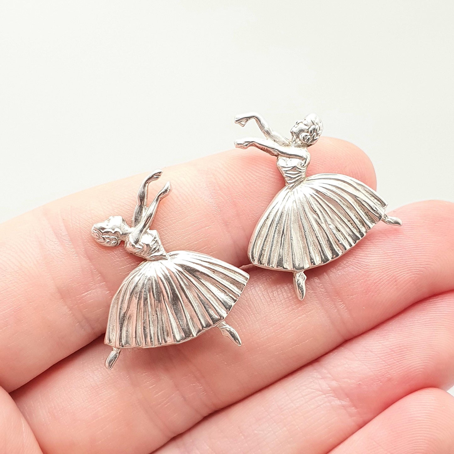 Old Vintage Sterling Silver Ballerina Earrings Dancer Clip On 1948 Hallmark Ballet Dancing Jewelry Jewellery
