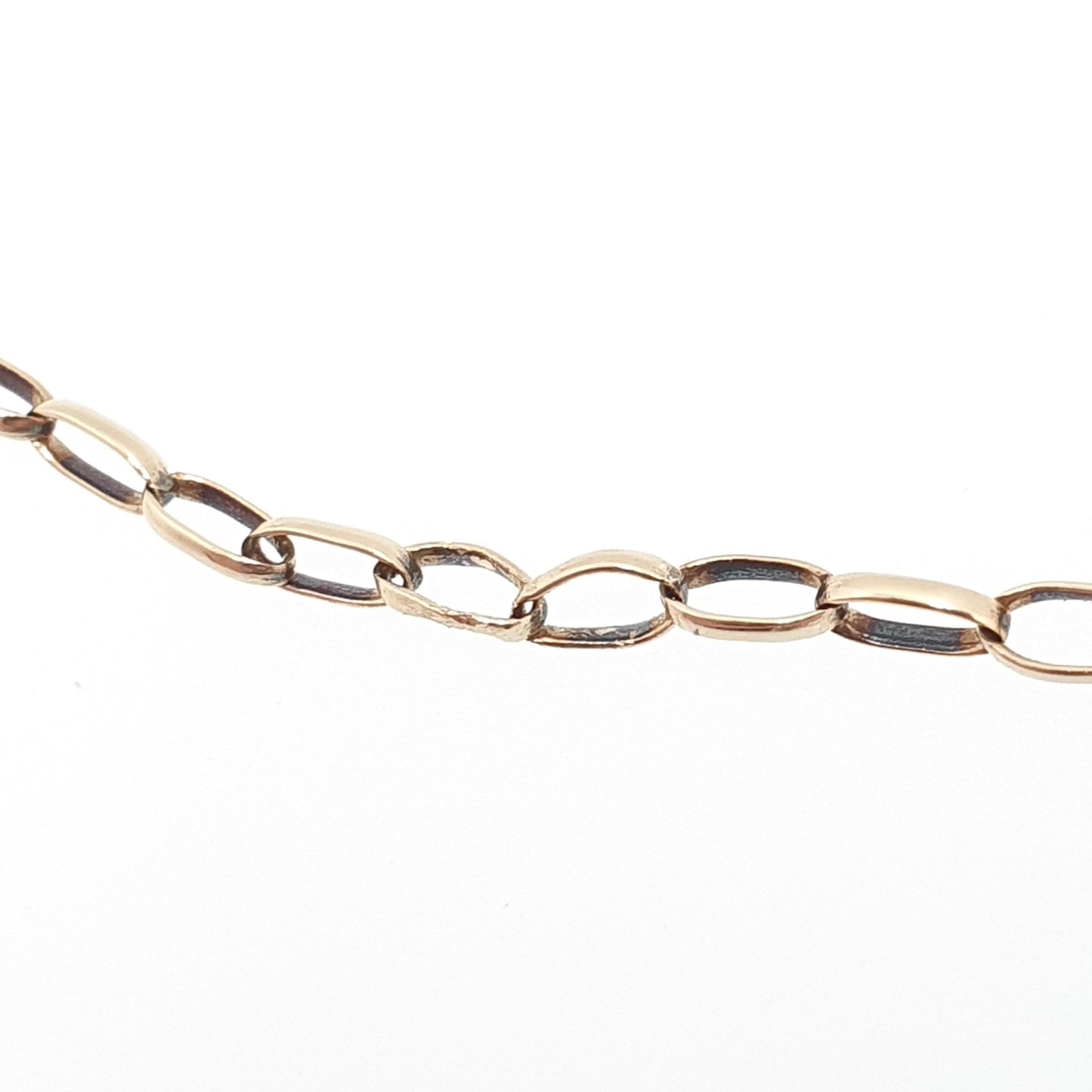 Vintage 9k 9ct Gold Belcher Link Chain Necklace Oval Cable Large Links Long 60cm 23.6" 3.31g Solid 375 Yellow Retro Womens Mens Hallmarked