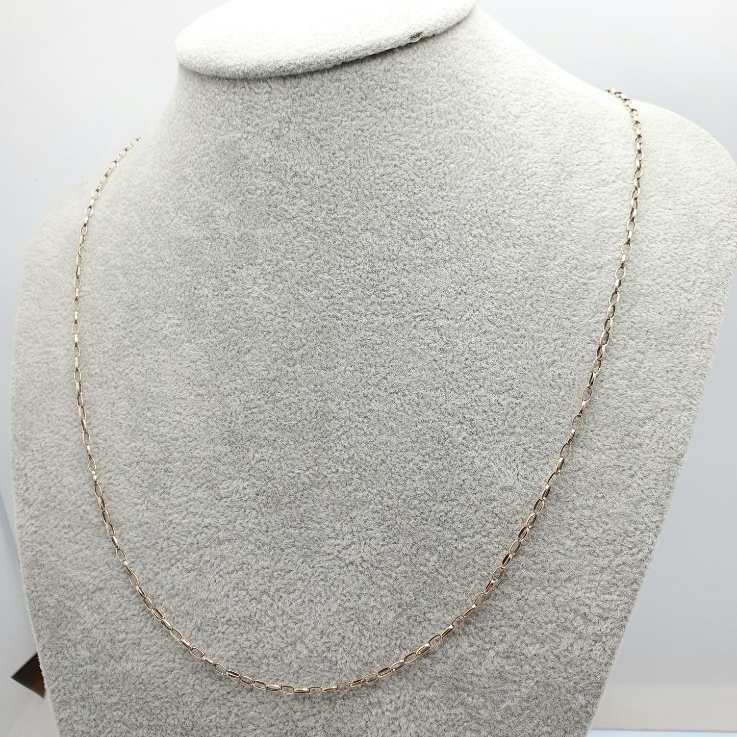 Vintage 9k 9ct Gold Belcher Link Chain Necklace Oval Cable Large Links Long 60cm 23.6" 3.31g Solid 375 Yellow Retro Womens Mens Hallmarked