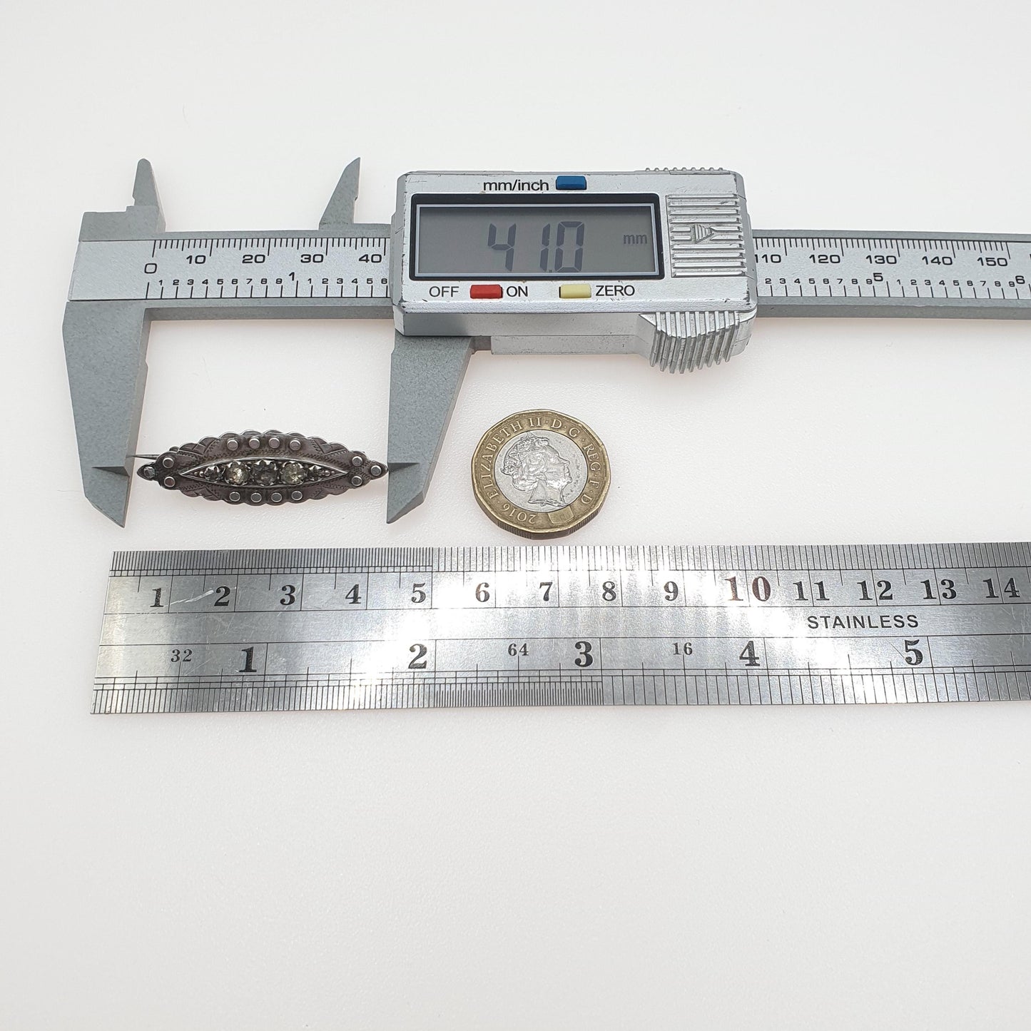 Antique Victorian Sterling Silver Diamond Paste Brooch Ellipse Shape Womens Jewelry Jewellery