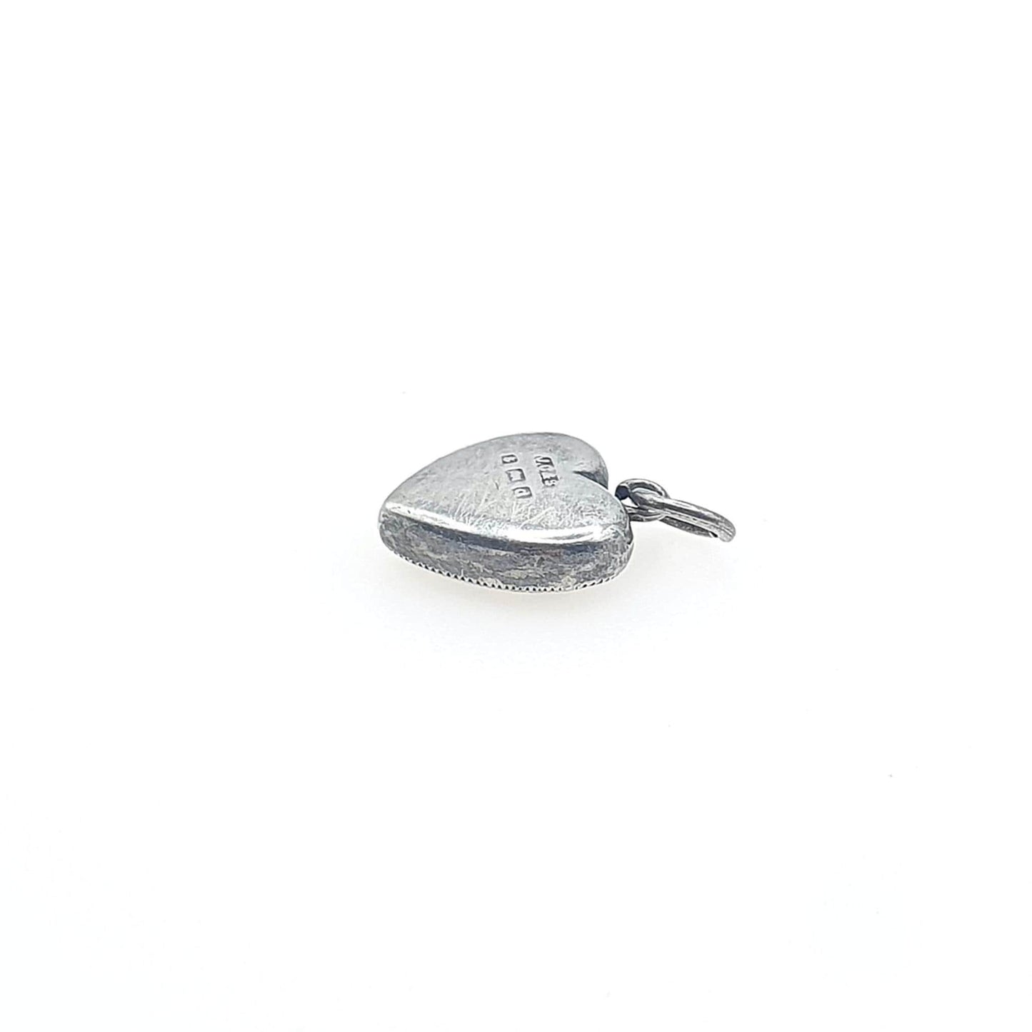 Antique Sterling Silver Connemara Marble Clover Charm Pendant Heart Necklace Lucky Good Luck Jewelry Vintage Jewellery