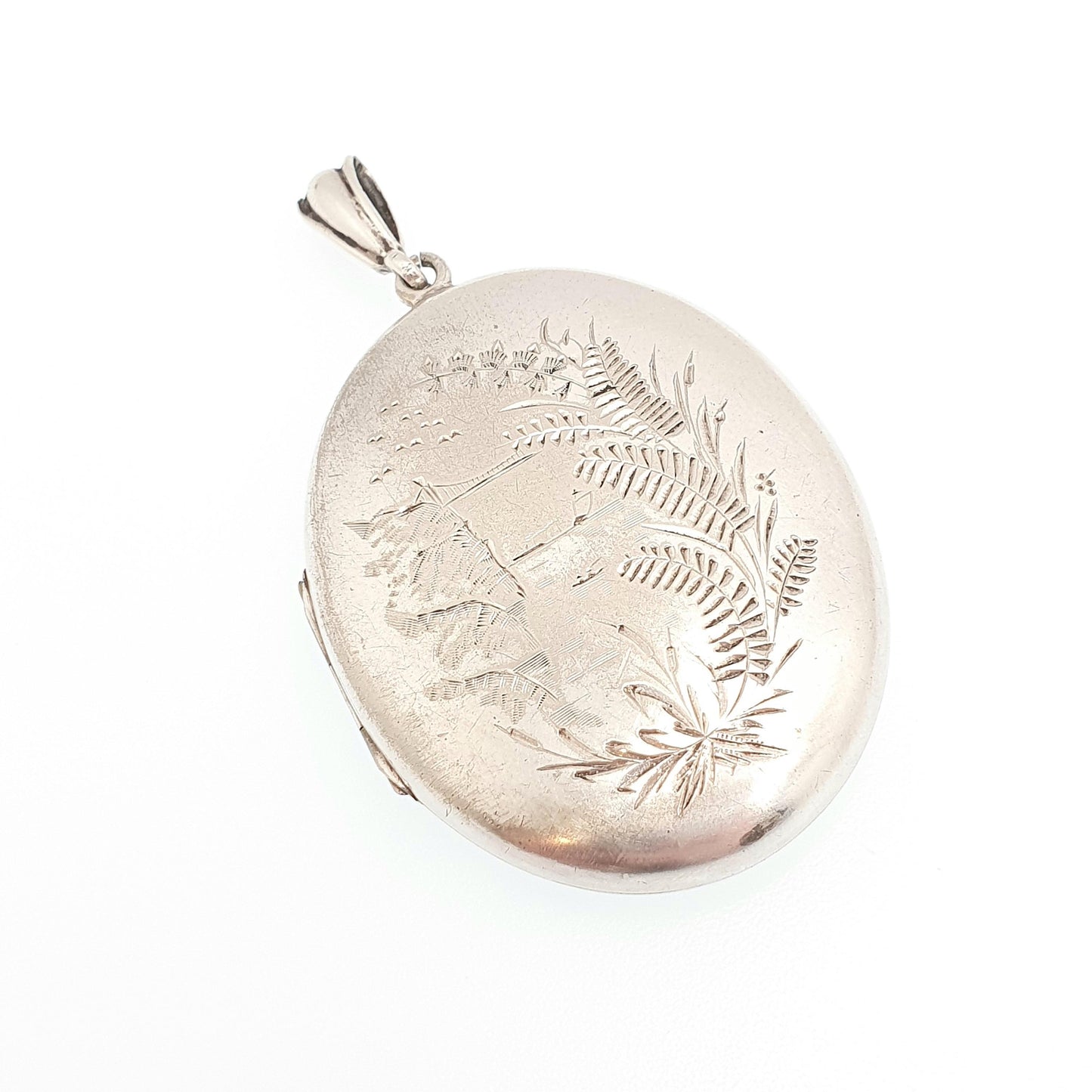 Antique Victorian Solid Silver Bird Locket Floral Flower Pendant Picture Photo Aesthetic Vintage Womens Jewelry Jewellery