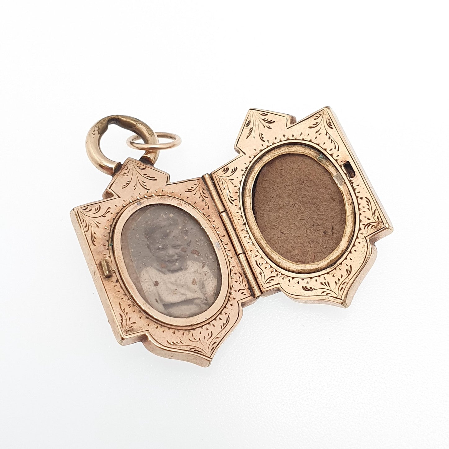 Antique Victorian 9ct Rose Gold Locket Shield Shape Large Pointed Pendant Solid 375 9k Front Back Vintage Jewelry Jewellery
