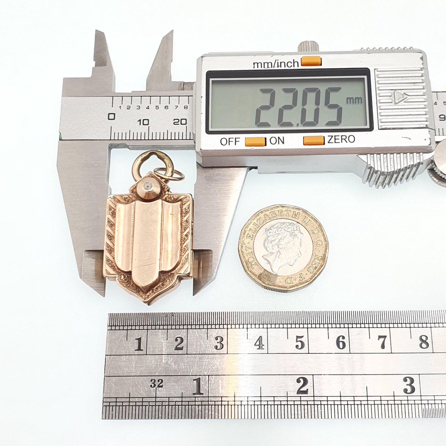 Antique Victorian 9ct Rose Gold Locket Shield Shape Large Pointed Pendant Solid 375 9k Front Back Vintage Jewelry Jewellery