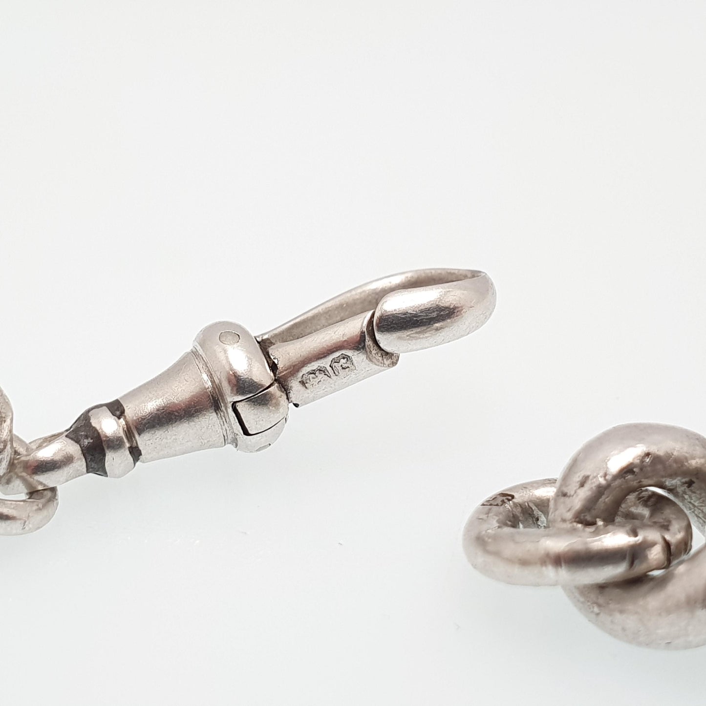 Antique Victorian Sterling Silver Albert Chain Bracelet Heavy Large Big 1891 Hallmark Curb Link Graduating Dog Clip 55.88g 22cm 8.6" Womens