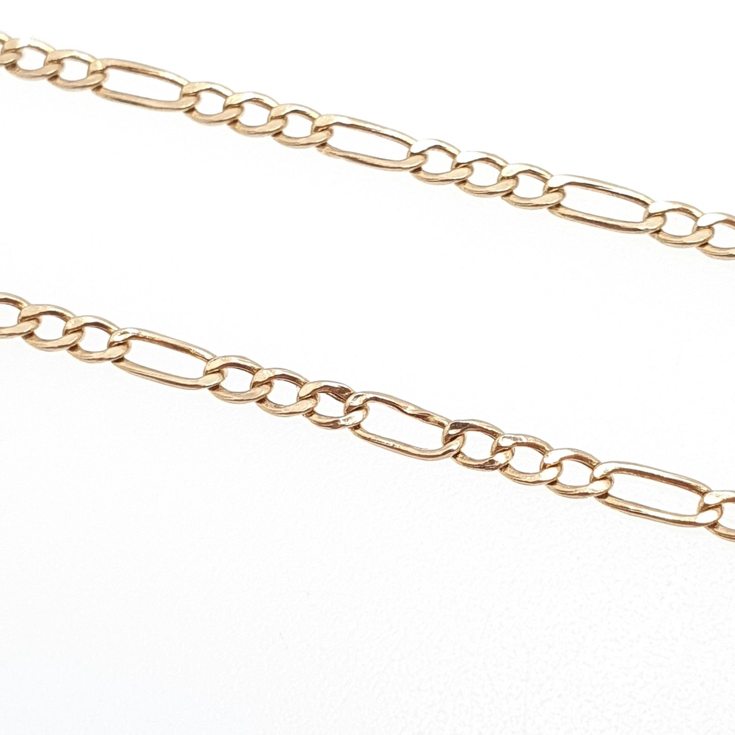 Vintage 9k 9ct 375 Gold Figaro Link Chain Necklace 46cm 18.1" 1.27g Solid 9 Carat Curb Links Yellow Womens Mens Jewellery Jewelry