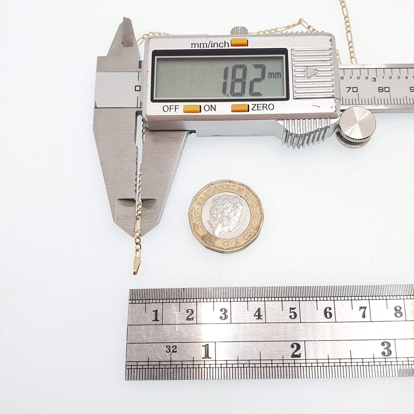 Vintage 9k 9ct 375 Gold Figaro Link Chain Necklace 46cm 18.1" 1.27g Solid 9 Carat Curb Links Yellow Womens Mens Jewellery Jewelry