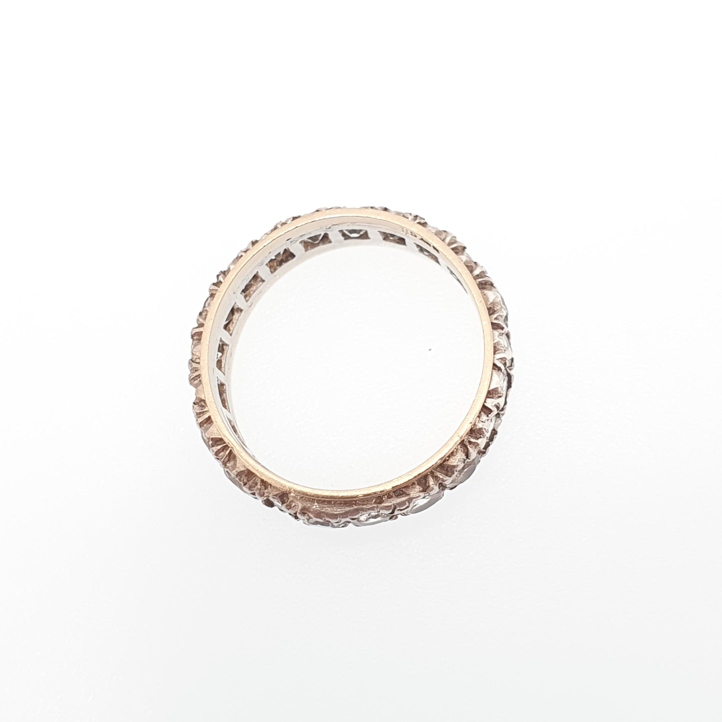 Antique 9ct 9k Gold White Spinel Eternity Ring Sterling Silver Band Solid 9kt Gold Art Deco Vintage 1920s Womens Jewelry Jewellery