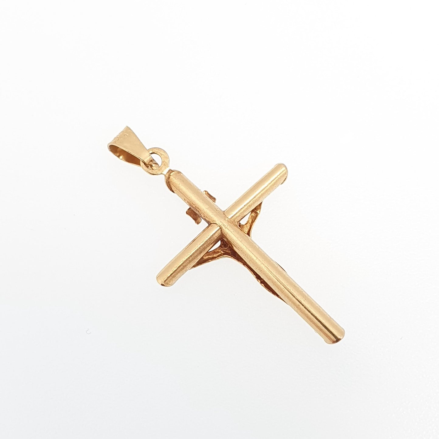 Vintage 9k 9ct Gold Jesus On The Cross Crucifix Necklace Pendant Italy INRI Solid 375 Christian Religious Mens Womens Jewelry Jewellery
