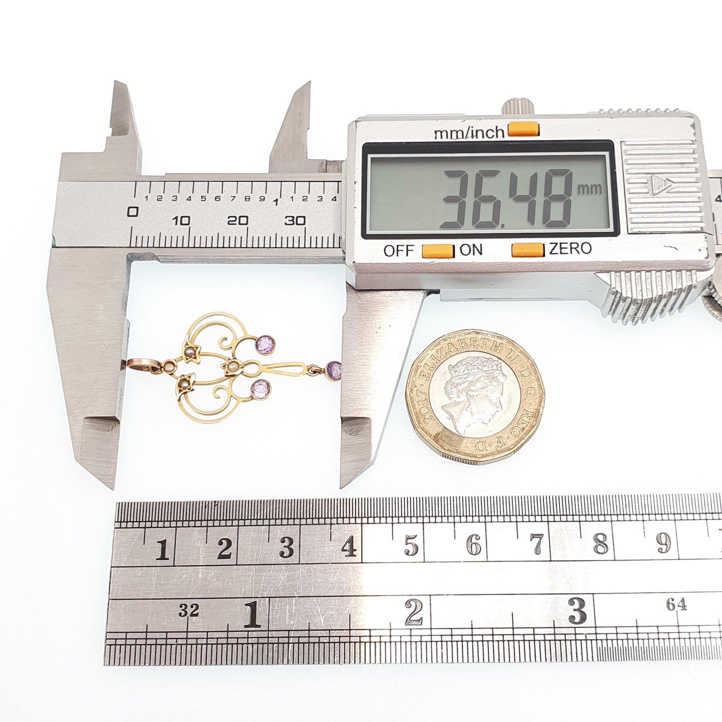 Antique 9ct Gold Amethyst Seed Pearl Pendant Necklace Brooch Edwardian Solid 375 Openwork Art Nouveau Vintage Jewellery Jewelry