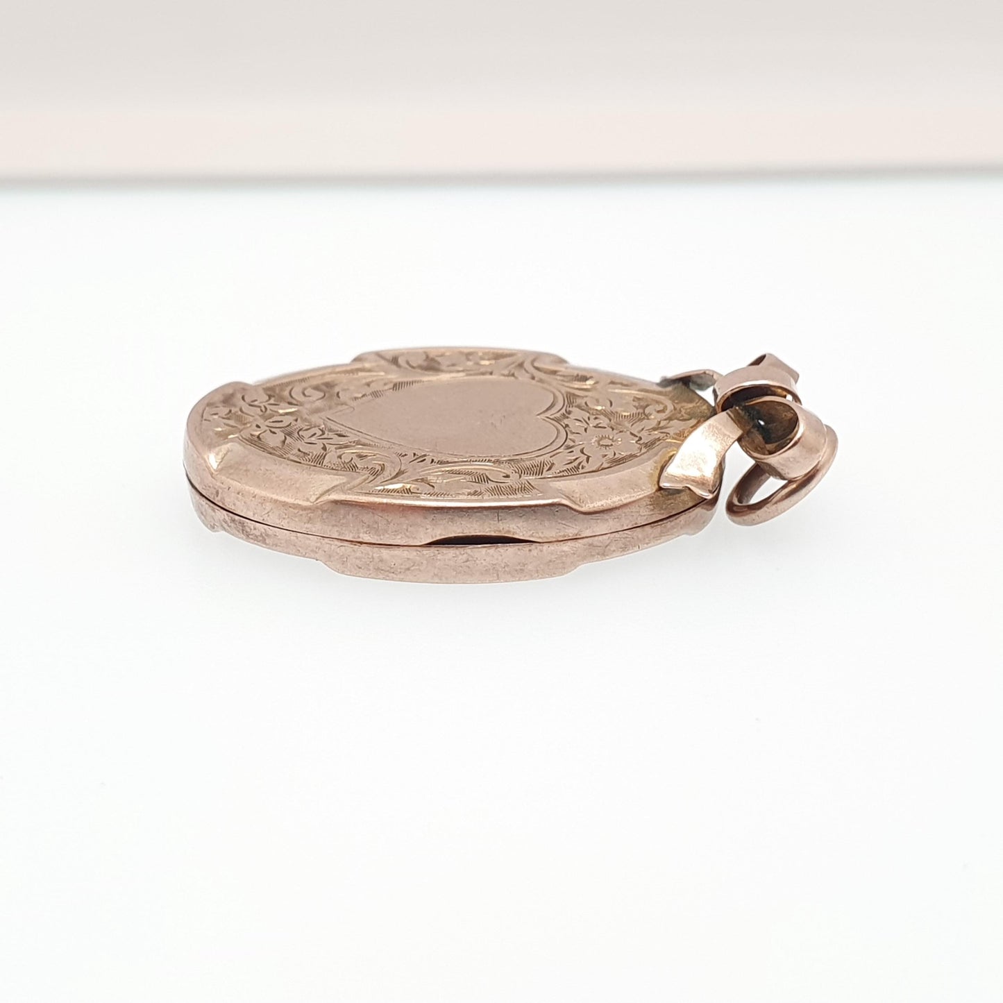 Antique 9ct 9k Gold Bow Locket Pendant Victorian Solid 375 Heart Engraved Back & Front Necklace Jewelry Jewellery