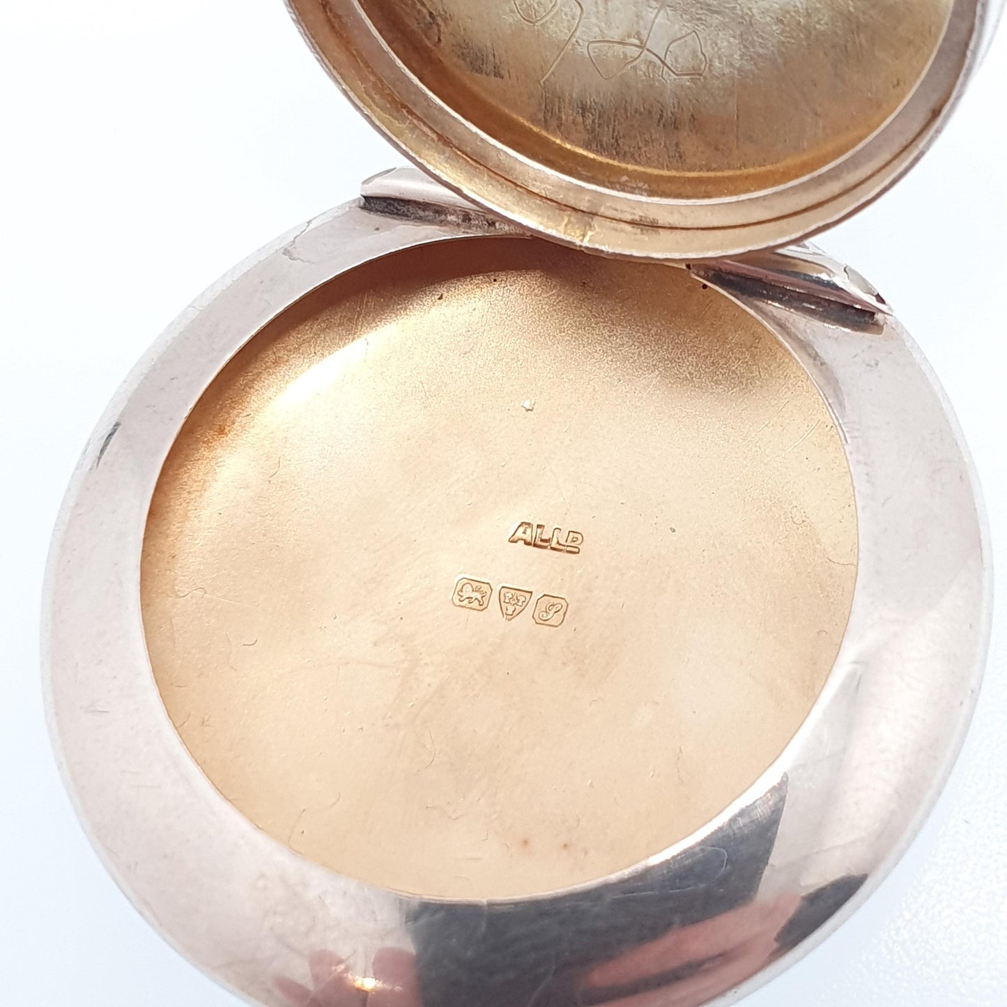 Antique Sterling Silver Powder Compact Locket Pendant Large Big Plain 1918 Hallmarked Round Vintage Solid 925 Womens Jewelry Jewellery