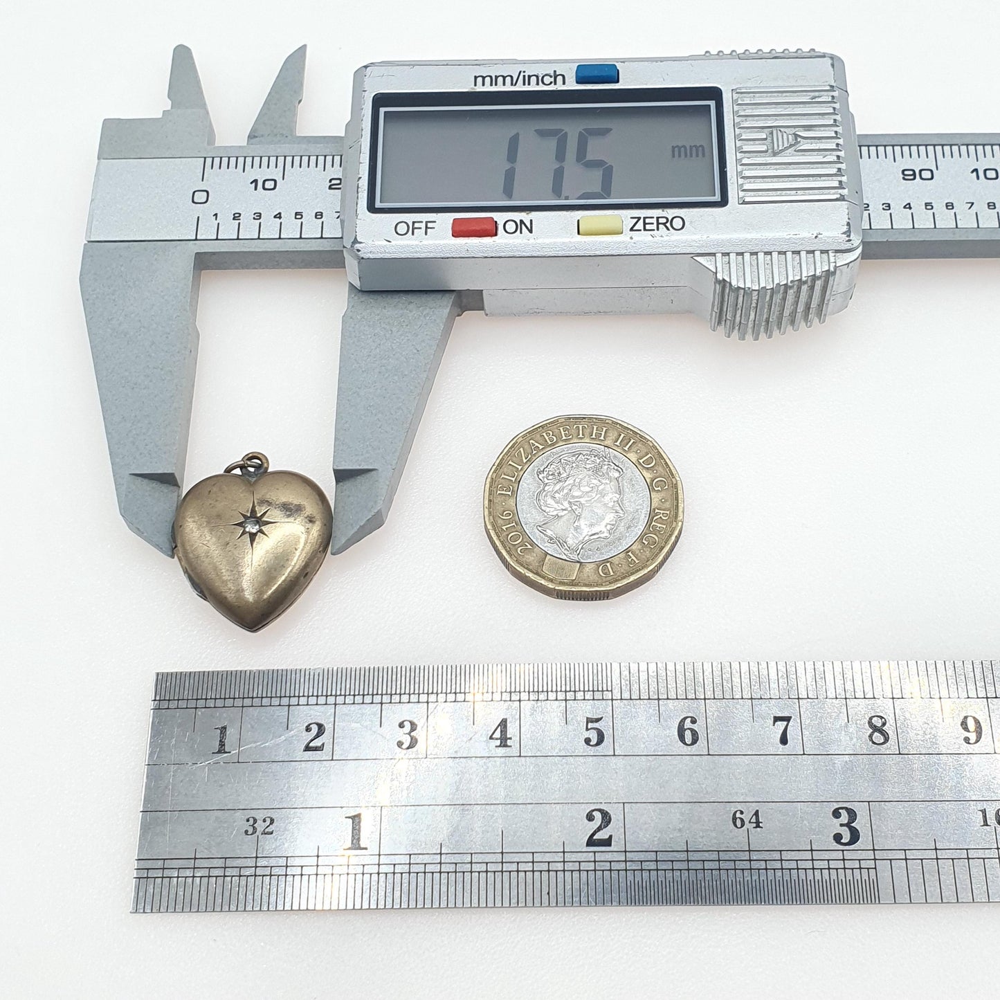 Antique Victorian Gold Tone Diamond Paste Heart Locket Cute Sweet Love Romantic Gift Vintage Jewellery Jewelry