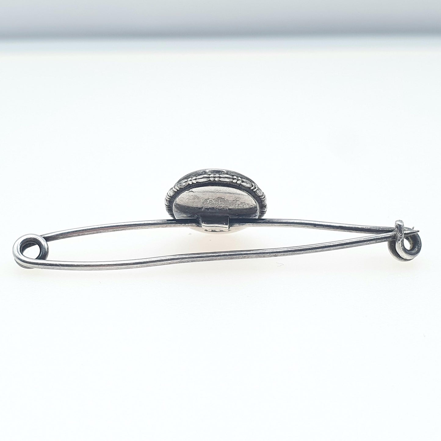 Antique Sterling Silver Blue Butterfly Wing Brooch Morpho Oval Safety Pin Womens Jewelry Vintage Insect Jewellery