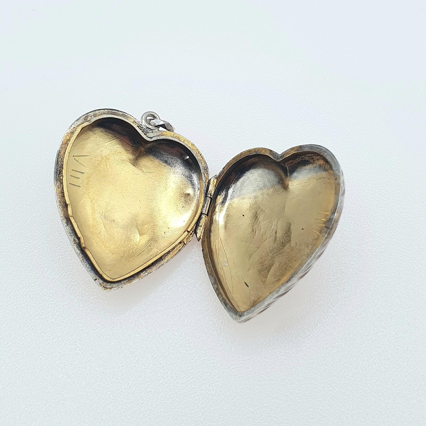 Antique Victorian Silver Plate Heart Locket Engraved with Initials Love Romantic 1800s Gift Picture Photo  Vintage Jewellery
