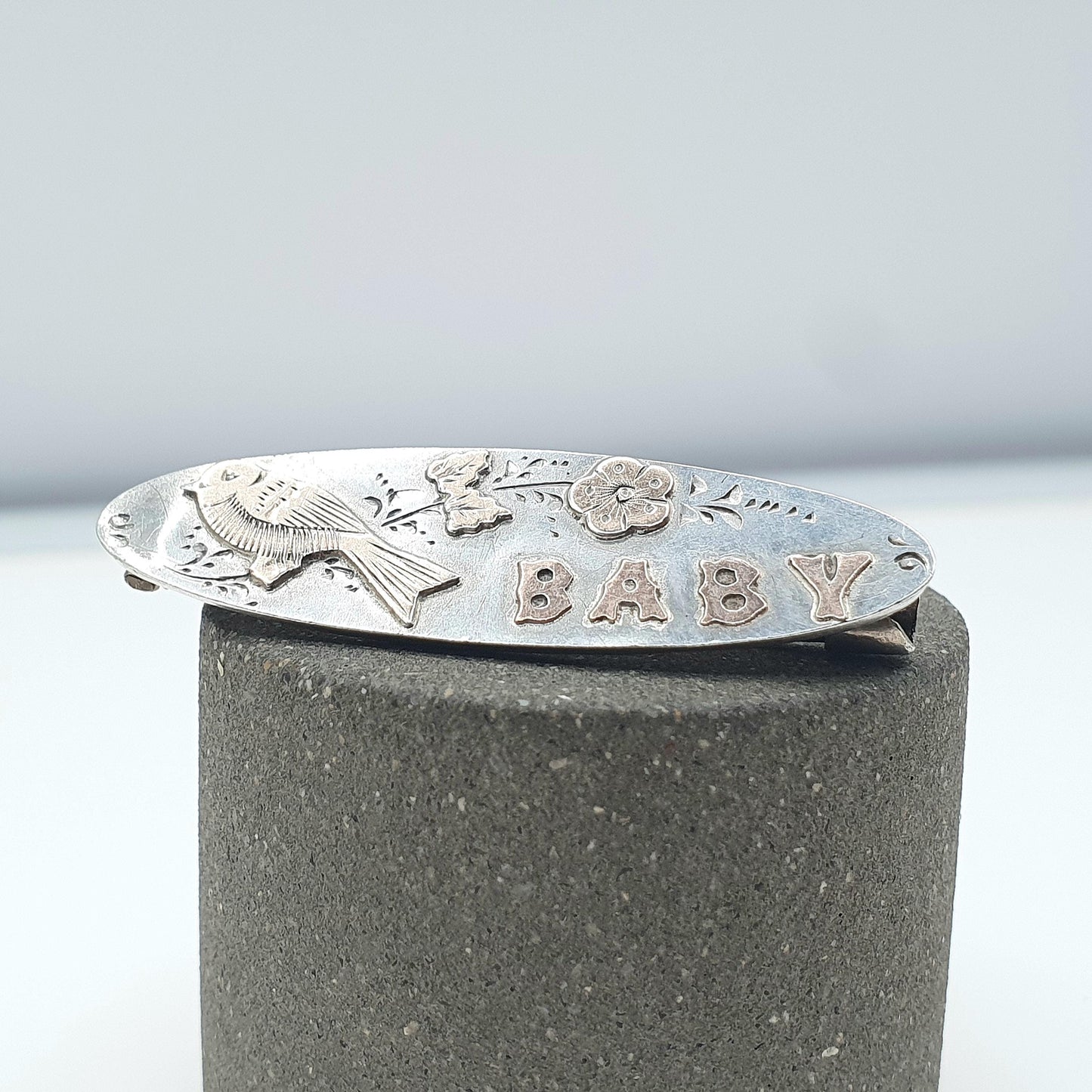 Antique Sterling Silver Baby Bird Brooch Baby Sweetheart Rose Gold Highlights Hallmarked 1905 Vintage Womens Mens Jewelry Jewellery