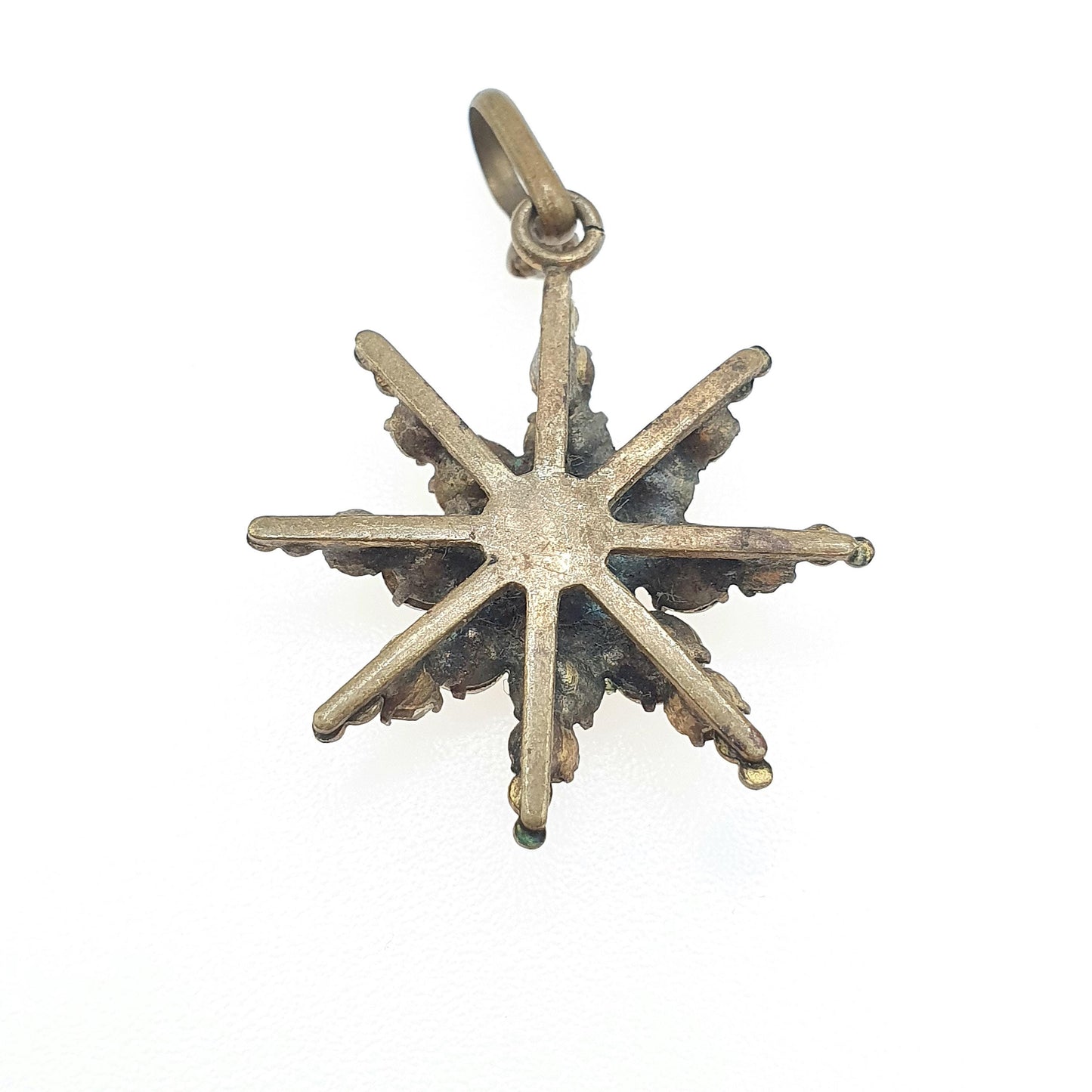 Antique Victorian Diamond Paste Star Pendant Necklace Gold Tone North Star Vintage 1800s Moon Night Womens Jewelry Jewellery