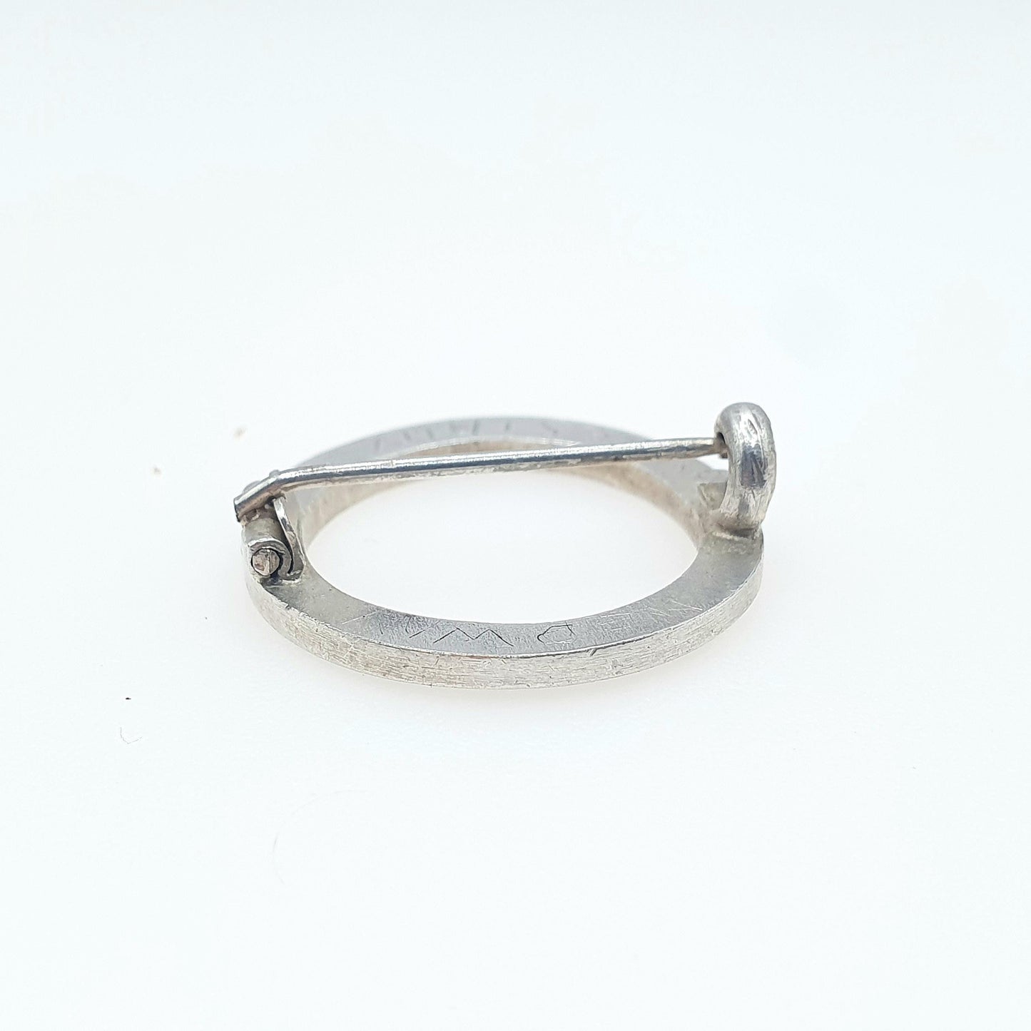 Antique Solid Silver Blue Enamel Circle Brooch Edwardian 1900s Round Womens Mens Unisex Jewelry Jewellery Vintage