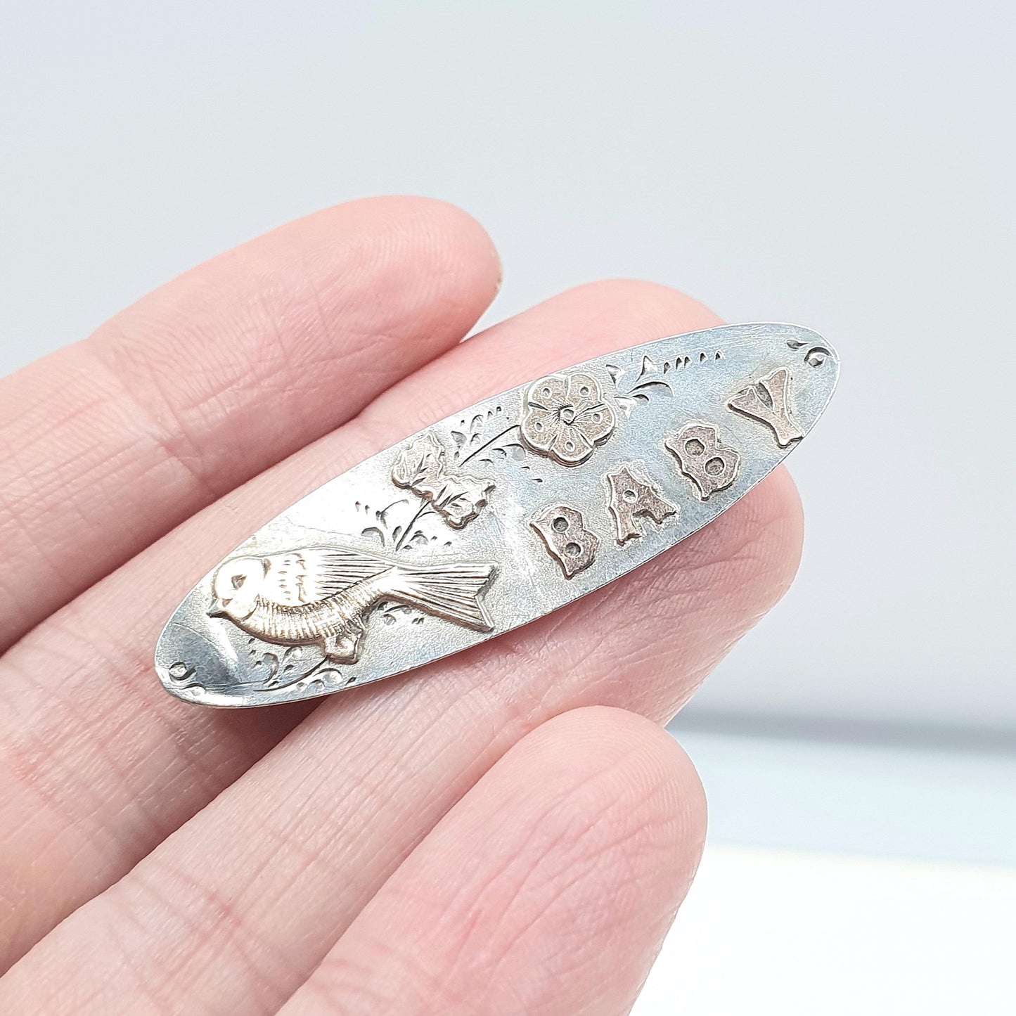 Antique Sterling Silver Baby Bird Brooch Baby Sweetheart Rose Gold Highlights Hallmarked 1905 Vintage Womens Mens Jewelry Jewellery