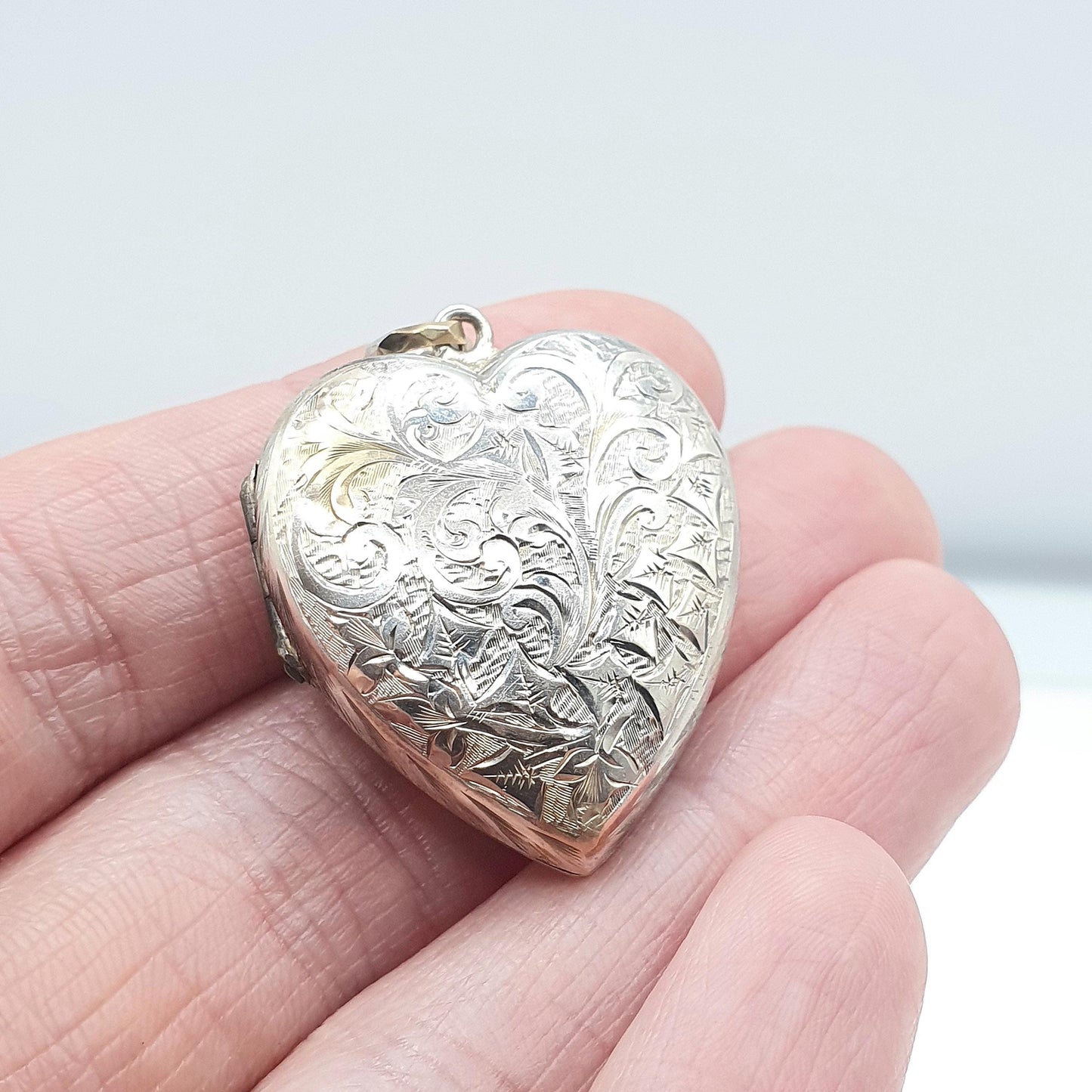 Antique Victorian Silver Plate Heart Locket Engraved with Initials Love Romantic 1800s Gift Picture Photo  Vintage Jewellery