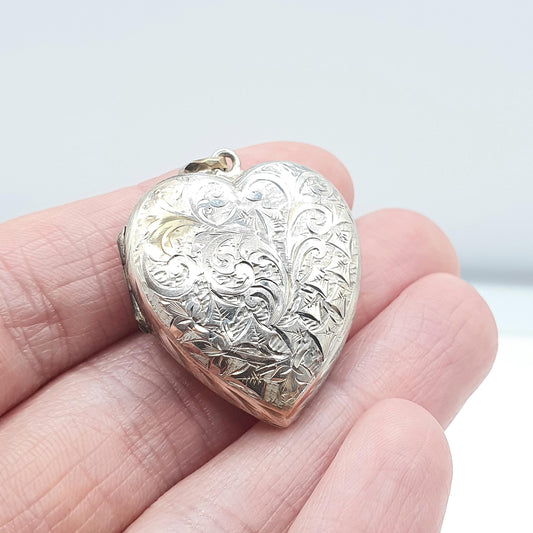 Antique Victorian Silver Plate Heart Locket Engraved with Initials Love Romantic 1800s Gift Picture Photo  Vintage Jewellery