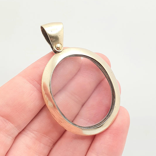 Antique Solid Silver Gold Vermeil Locket Pendant Double Sided Large Big Oval Necklace Picture Photo Vintage Womens Jewelry Jewellery