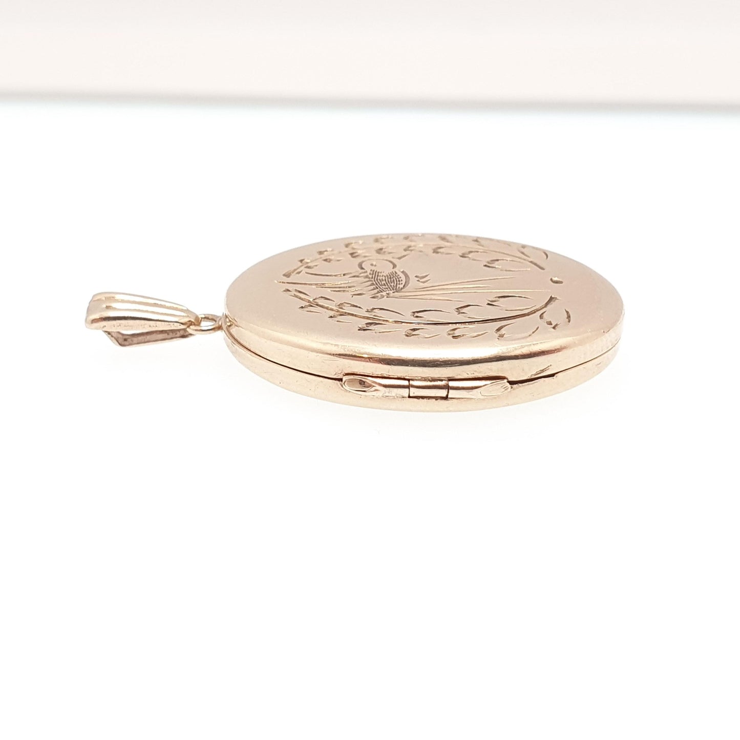 Vintage 9ct Gold Bird Locket Solid 9k 375 All Gold Oval Pendant 1970 Hallmark Gift Necklace Jewelry Womens Jewellery