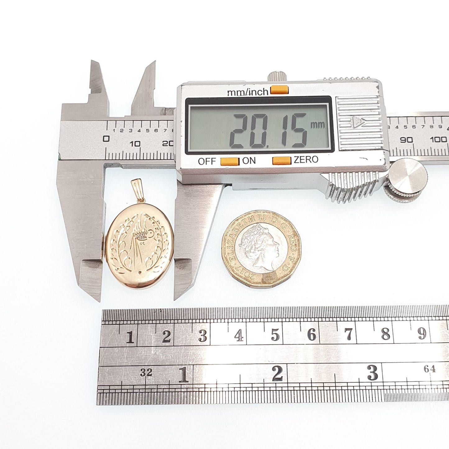 Vintage 9ct Gold Bird Locket Solid 9k 375 All Gold Oval Pendant 1970 Hallmark Gift Necklace Jewelry Womens Jewellery