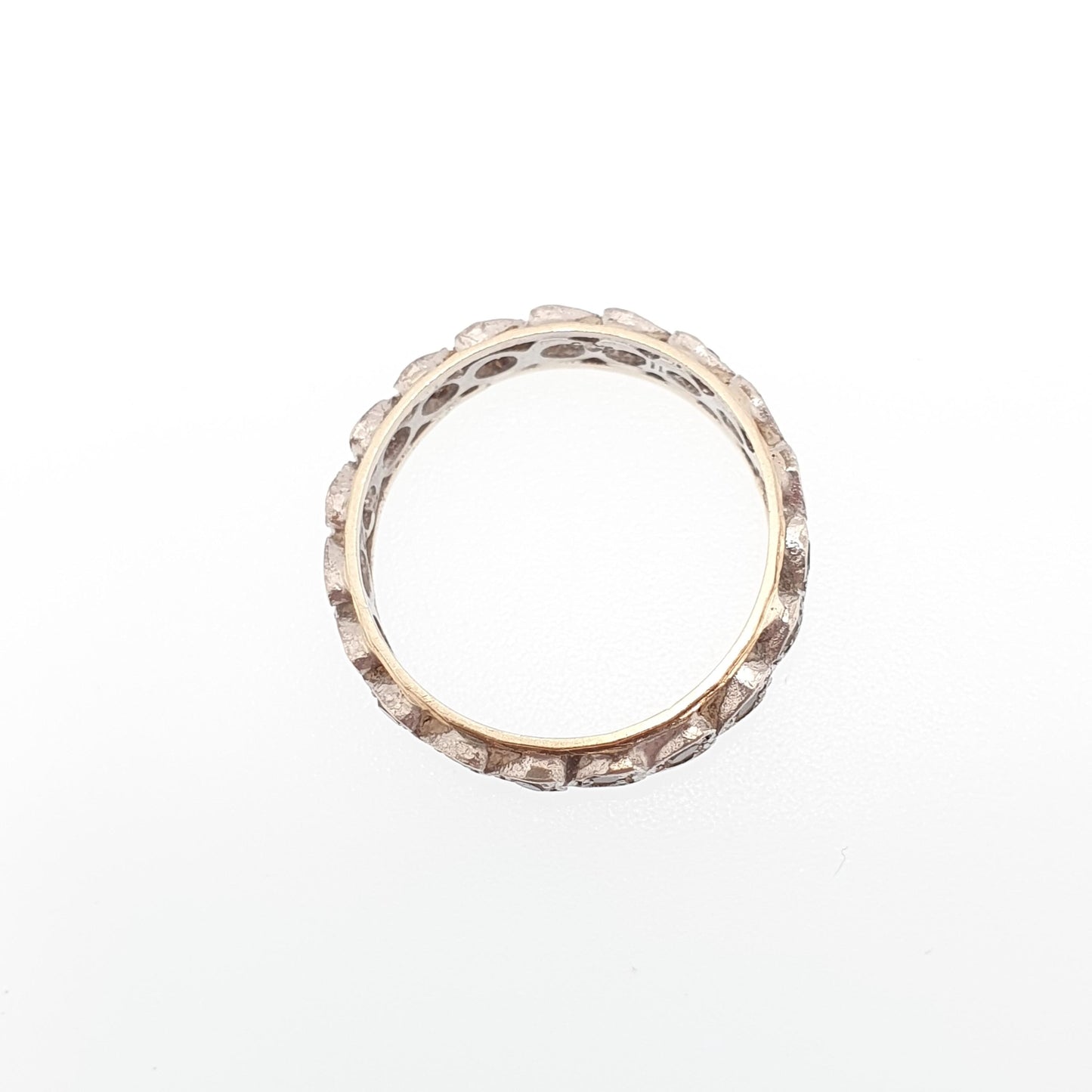 Antique Art Deco 9ct 9k Gold Sterling Silver Eternity Ring Heart White Spinel Gemstone Solid 375 Vintage 1920s Womens Jewelry Jewellery