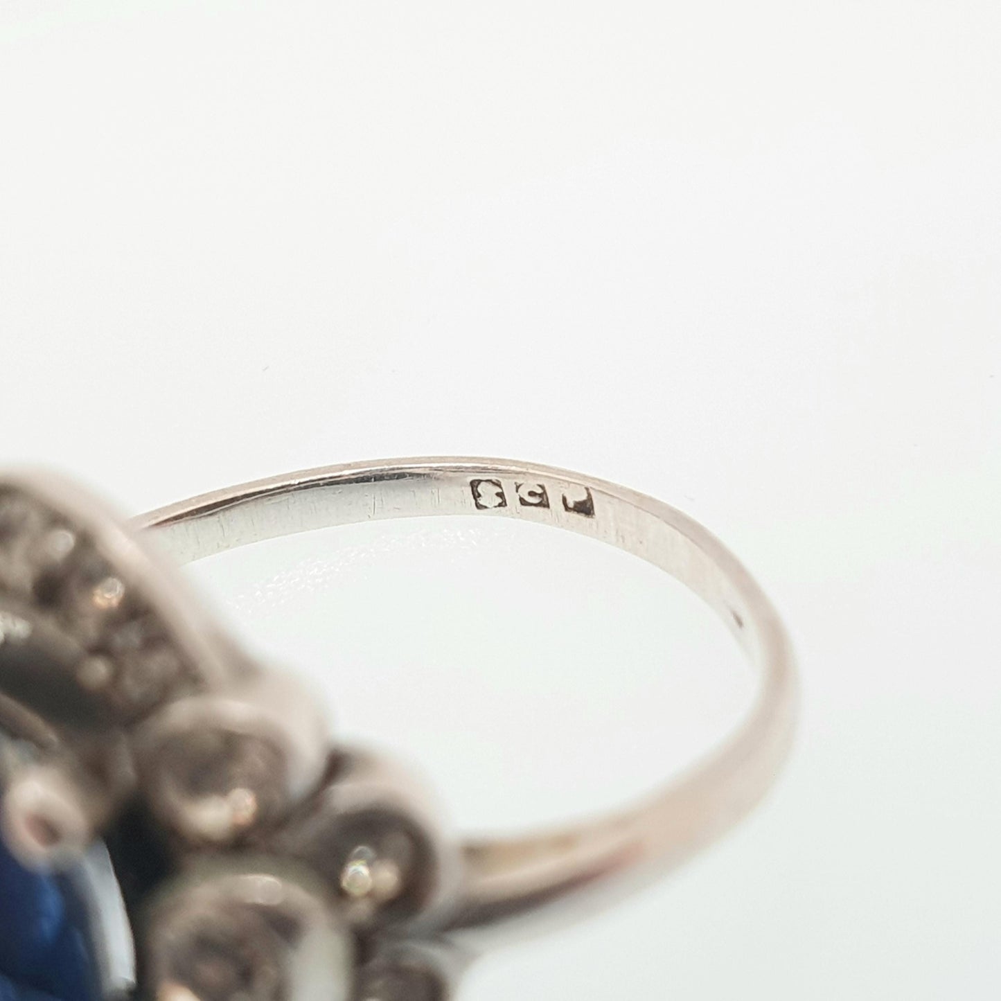 Antique Sterling Silver Sapphire Paste Ring SCP Ciro Diamond Pastes Cluster Cocktail Art Deco 1920s Vintage Ladies Womens Jewelry Jewellery