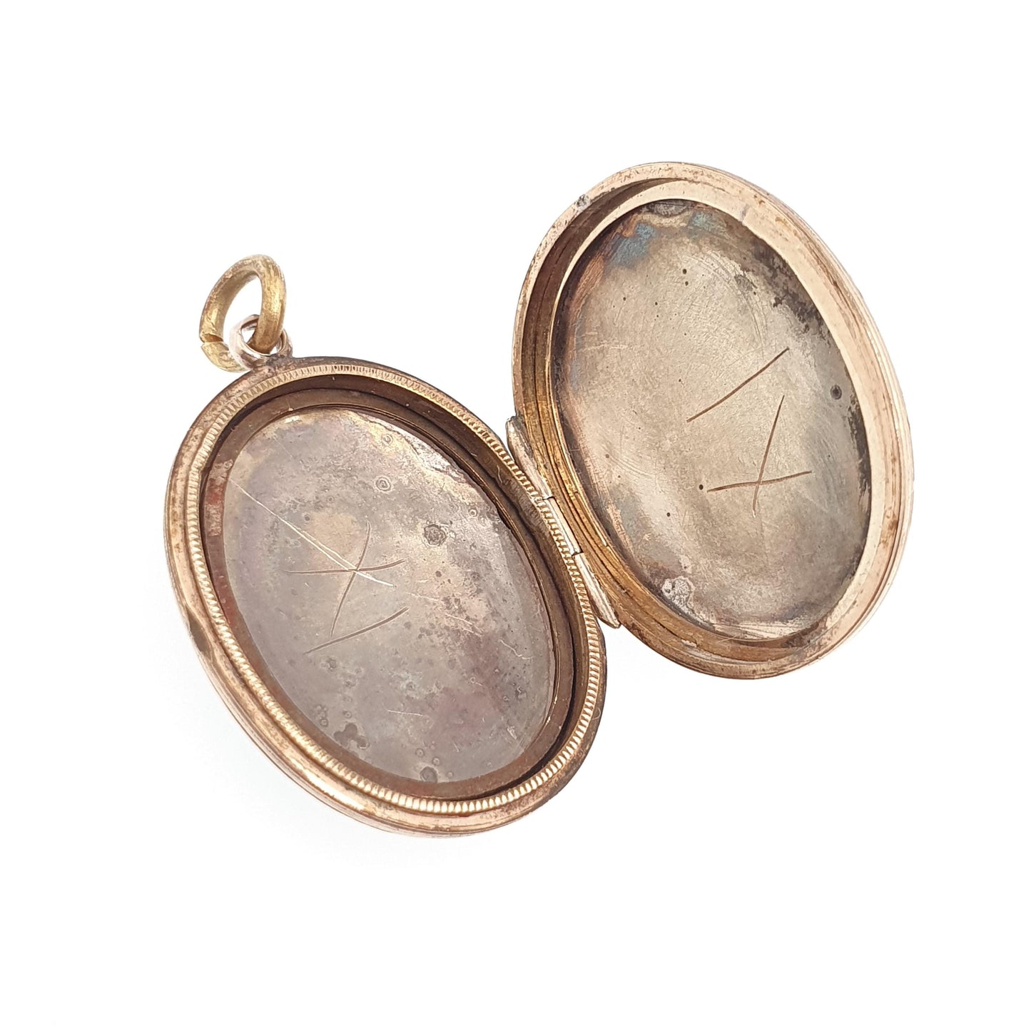 Antique 9ct Rose Gold Locket Oval Solid 9k 375 Engraved Victorian Pendant Back & Front Necklace Jewelry Womens Jewellery
