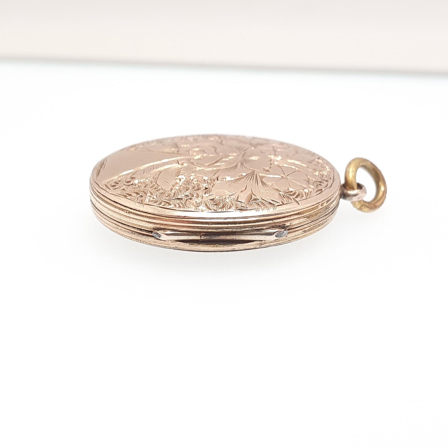 Antique 9ct Rose Gold Locket Oval Solid 9k 375 Engraved Victorian Pendant Back & Front Necklace Jewelry Womens Jewellery