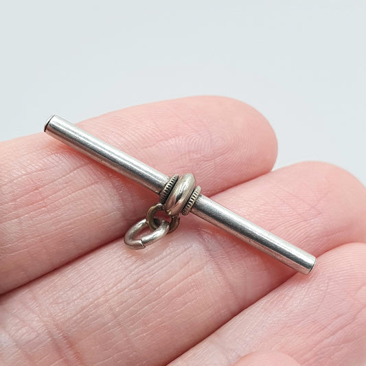 Antique Victorian Solid Silver T Bar Pendant Albert Chain Fob Necklace Vintage Unisex Mens Womens Jewelry Jewellery