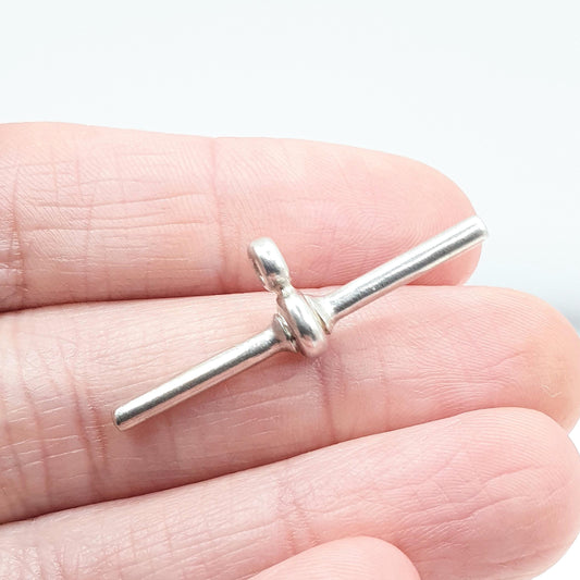 Vintage Sterling Silver T Bar Pendant Albert Chain Style Necklace Womens 925 Mens Unisex Jewelry Jewellery