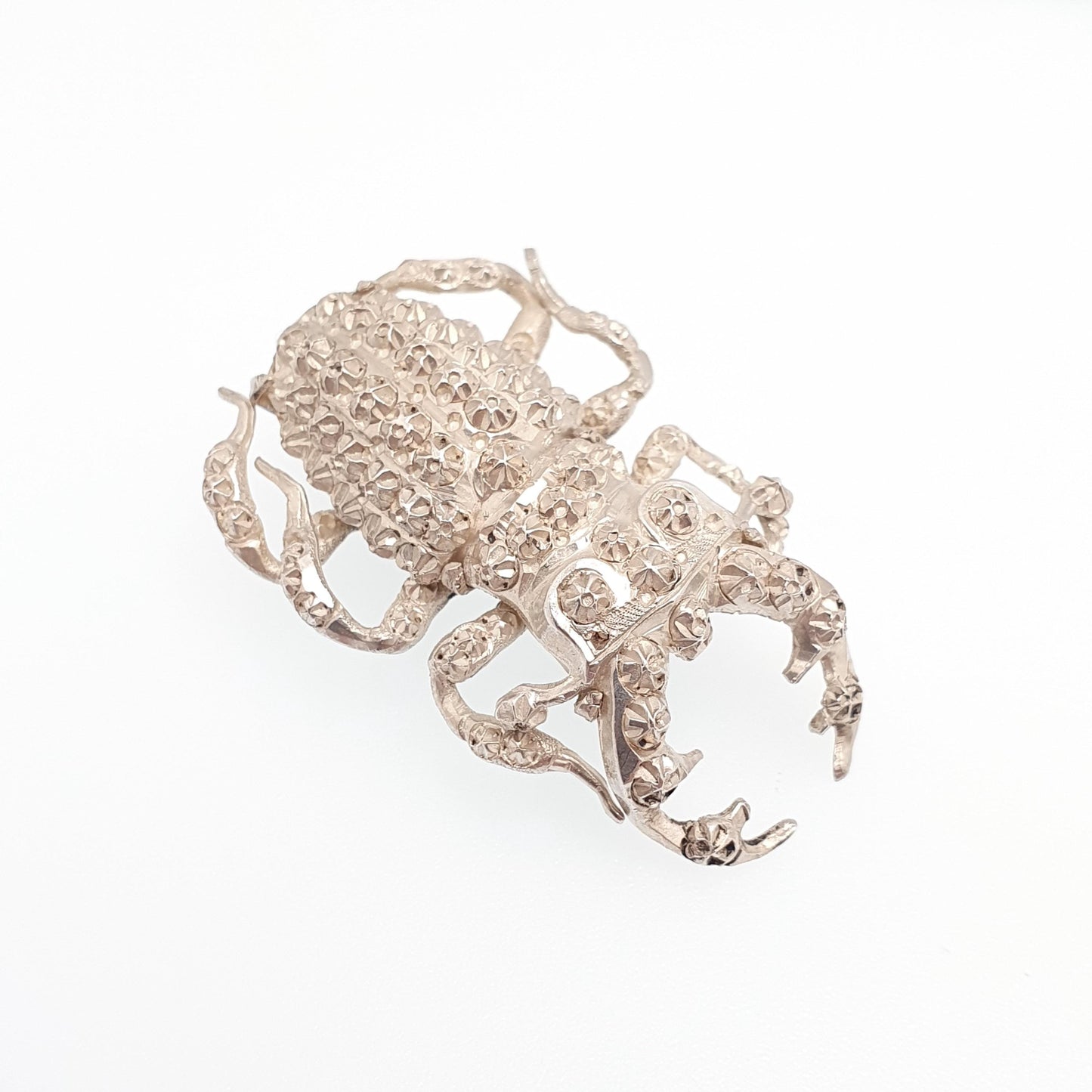 Antique Victorian Solid Silver Scarab Beetle Brooch 1883 Kite Lozenge Egyptian Revival Insect Bug Vintage Egypt Large Jewelry Jewellery