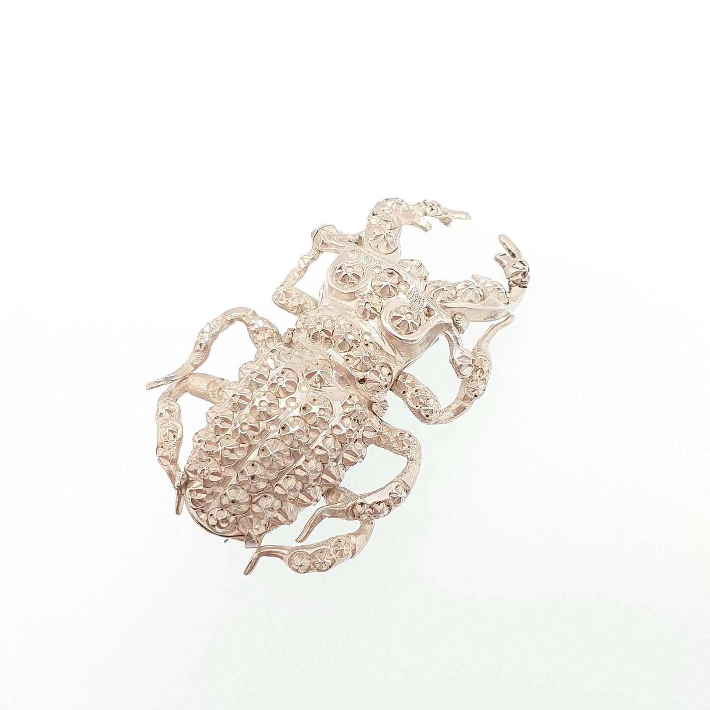 Antique Victorian Solid Silver Scarab Beetle Brooch 1883 Kite Lozenge Egyptian Revival Insect Bug Vintage Egypt Large Jewelry Jewellery