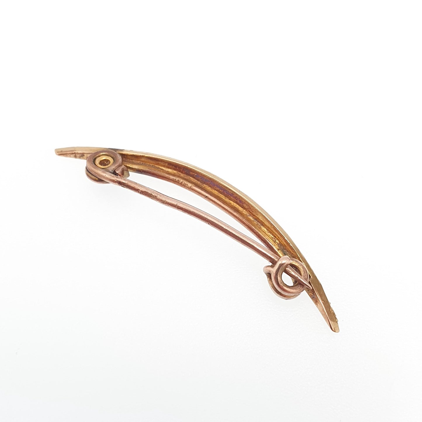 Antique 14k 14kt Gold Crescent Moon Brooch Seed Pearl Victorian Solid 9kt 9k Pin Celestial Womens Jewelry Jewellery