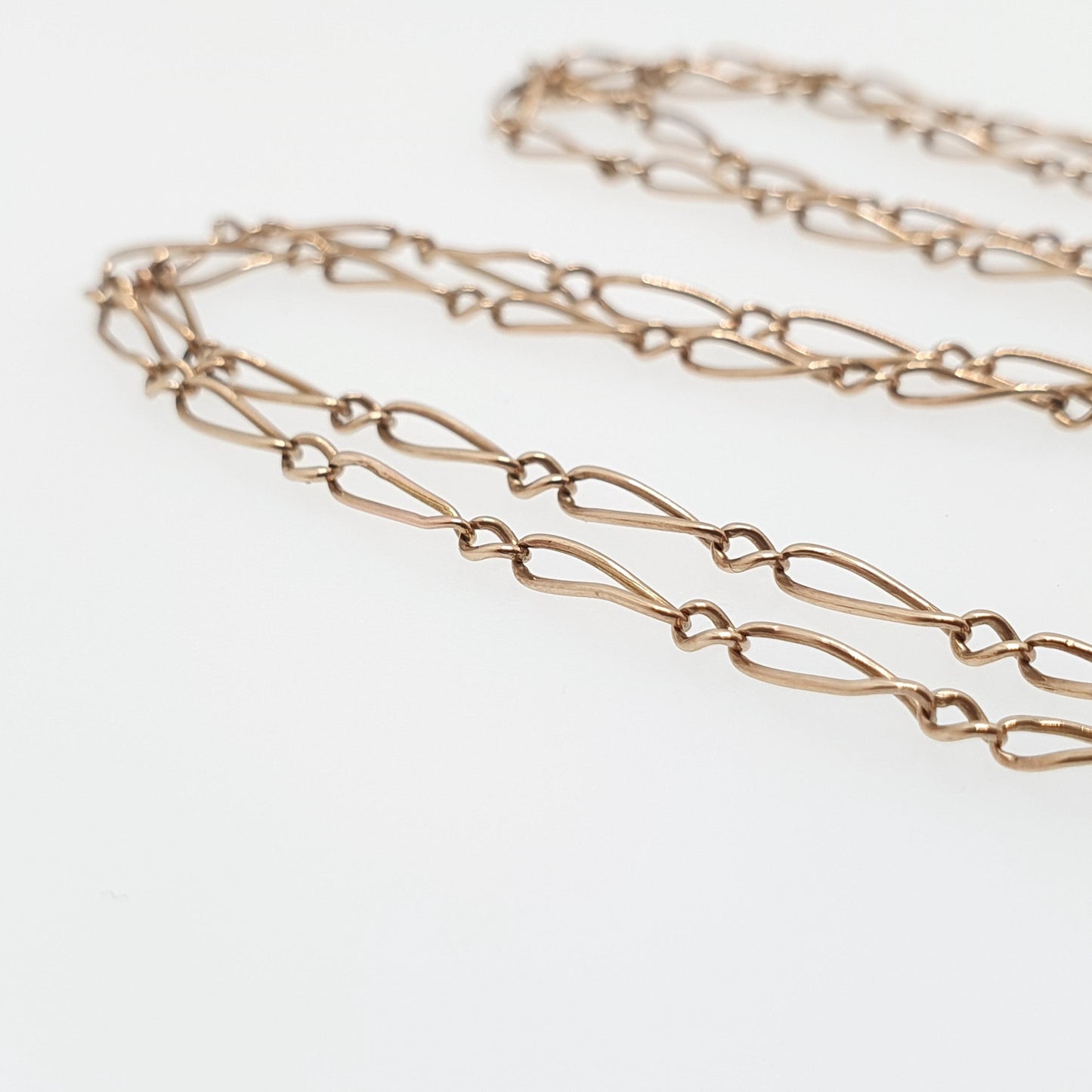 Antique 9ct 9k Gold Chain Necklace Victorian Figaro Staple Curb Style 47cm 18.5" 3.44g Yellow Solid Vintage Womens Mens Jewelry Jewelry