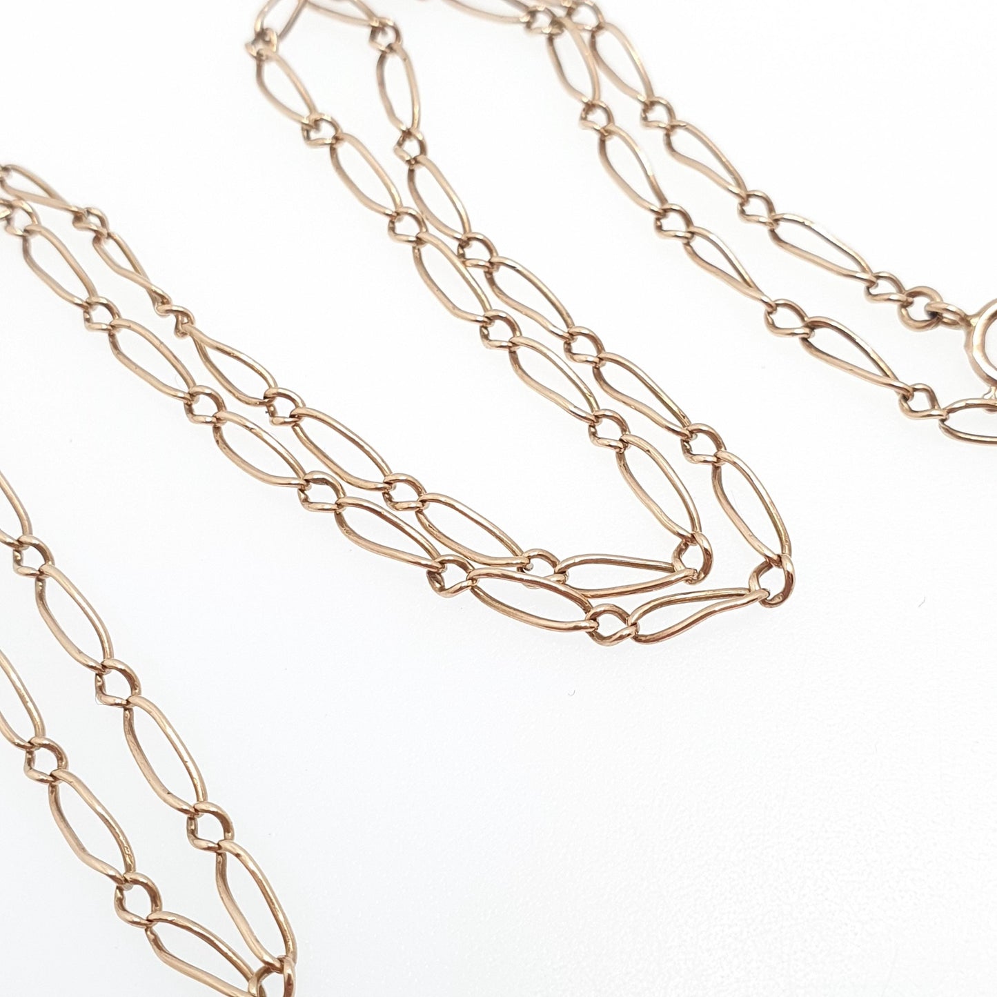 Antique 9ct 9k Gold Chain Necklace Victorian Figaro Staple Curb Style 47cm 18.5" 3.44g Yellow Solid Vintage Womens Mens Jewelry Jewelry