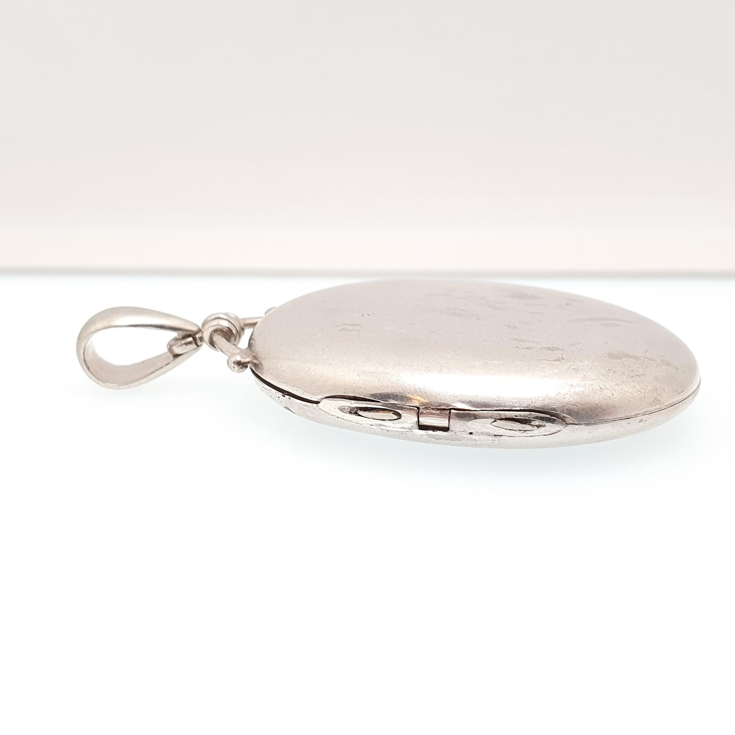 Antique Victorian Solid Silver Locket Smooth Polished Plain Blank Big Large Oval Necklace Pendant Vintage Jewellery Jewelry