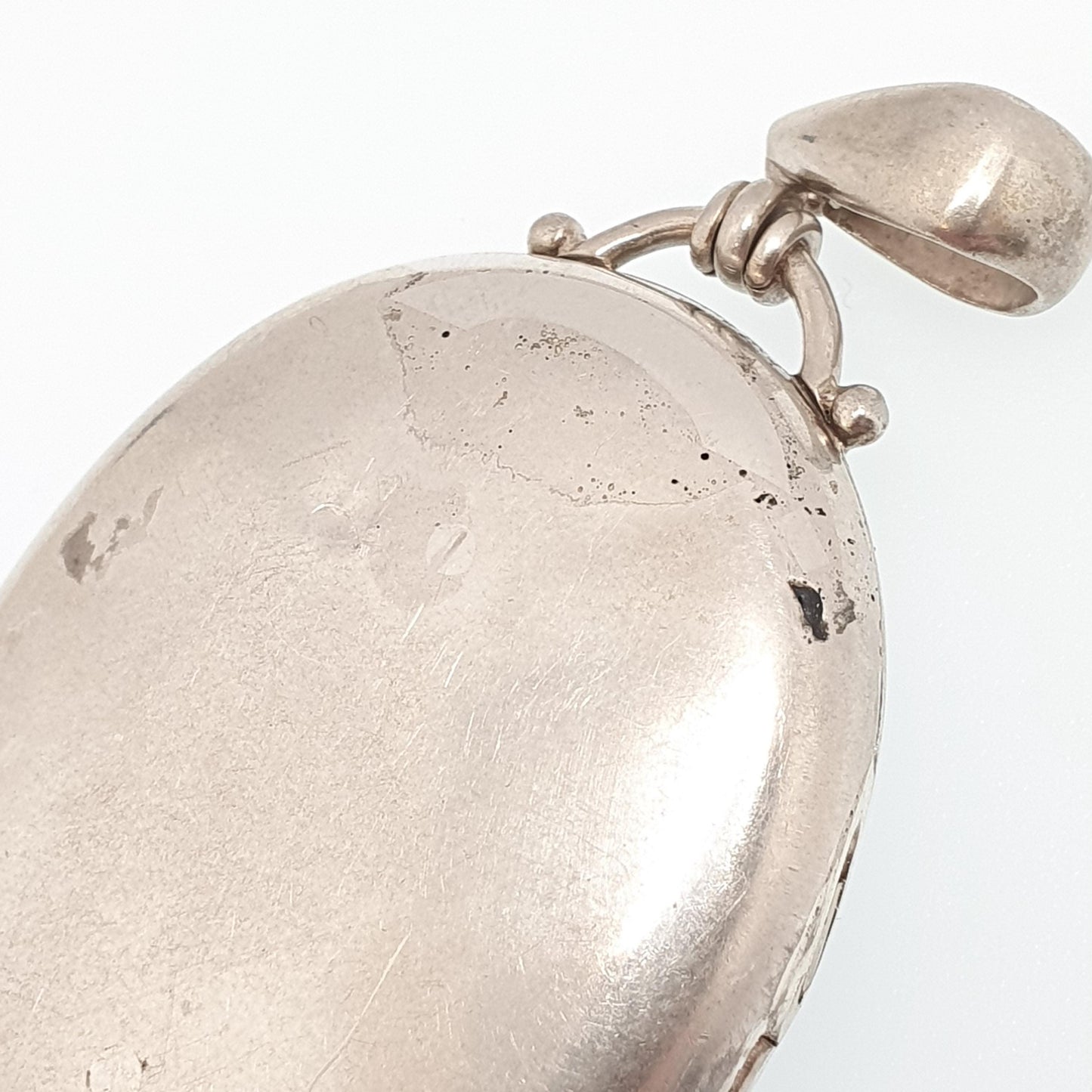 Antique Victorian Solid Silver Locket Smooth Polished Plain Blank Big Large Oval Necklace Pendant Vintage Jewellery Jewelry