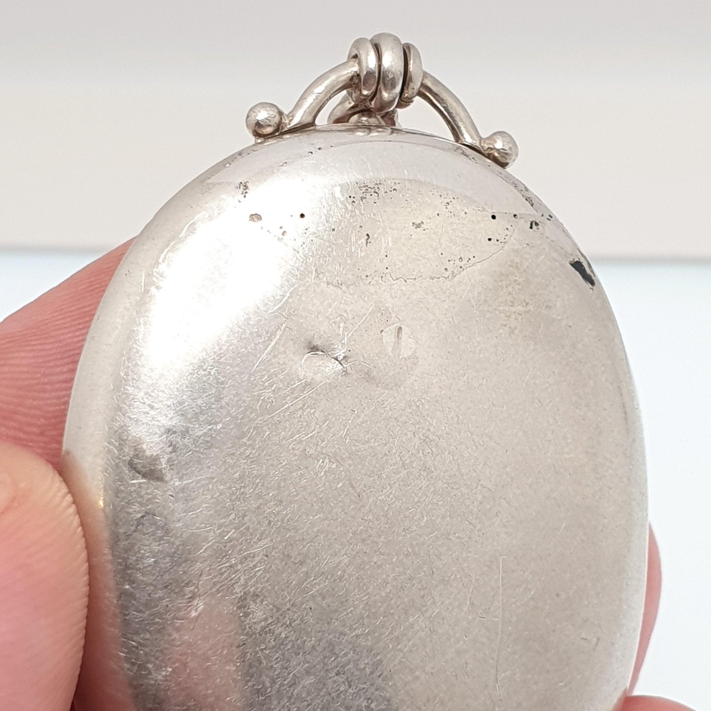 Antique Victorian Solid Silver Locket Smooth Polished Plain Blank Big Large Oval Necklace Pendant Vintage Jewellery Jewelry